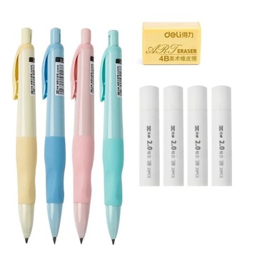 4Pcs Mechanical Pencils Set0.5/0.7/0.9/2.0MM Leads 2B School Art Writing