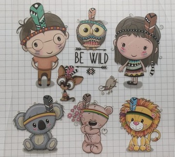 MGJ ARKUSZ MAŁY BOHO TERMO NAKLEJKA APLIKACJA NAPRASOWANKA BE WILD J14