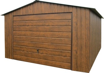 Garaże Blaszane 4x5 Szeroki Panel Orzech