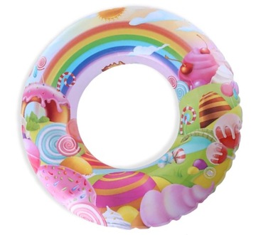 DMUCHANE KOŁO DO PŁYWANIA DLA DZIECI PONTON NA BASEN SŁODKOŚCI 60 cm