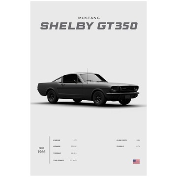 Plakat 60x40 samochód sportowy MUSTANG SHELBY GT350 młodzieżowy do garażu