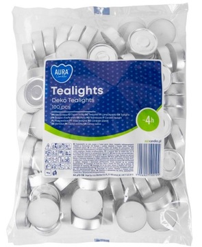 Bezzpachowe podgrzewacze tealight 4h 100szt folia