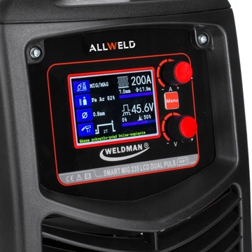 ПОЛУАВТОМАТИЧЕСКИЙ СВАРОЧНЫЙ АППАРАТ WELDMAN SMART MIG 235 LCD DUAL PULS IGBT 200A 230V