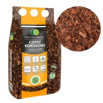 ЧИПС Кокосовая стружка ПОДСТРАТ древесная щепа Кокосовая стружка рассыпчатая 5л Biovita