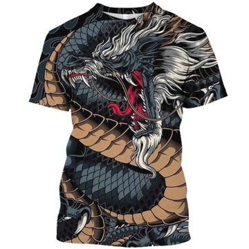 Y2k T-shirt 3D męska koszulka nadruk ze smoki