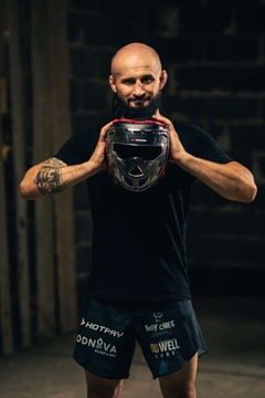 KASK BOKSERSKI TRENINGOWY SPARINGOWY Z MASKĄ KRATĄ BEZPIECZNY BUSHIDO L