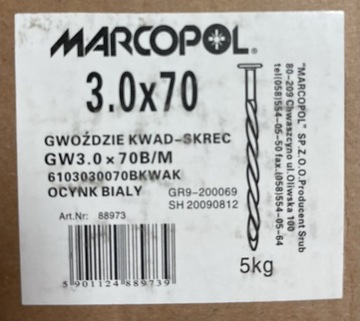 MARCOPOL Gwoździe skręcane 3.0x70mm opakowanie- 5kg wyprzedaż