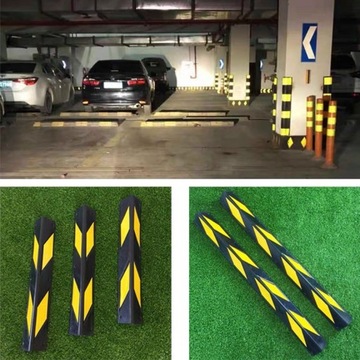 4 SZT NAROŻNIK OCHRONNY PARKINGOWY KRAWĘDŹ ODBOJNIK ODBLASK GUMOWY ŻÓŁTY