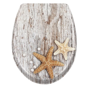 Сиденье для унитаза с плавным закрыванием, узор «Жемчужная морская звезда»