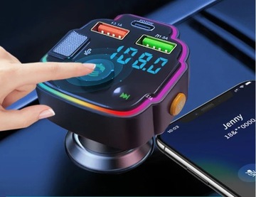 FM-ПЕРЕДАТЧИК BLUETOOTH 5.0 ЗАРЯДНОЕ УСТРОЙСТВО QC 3.0 PD 20 Вт RGB 2x USB USB-C