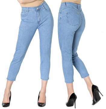 Jasne Jeansy Rurki Spodnie Damskie Strecz 2149 W52