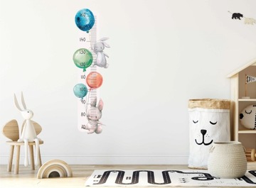 наклейки на стену + таблица роста для детей ЗАЙЧИК разноцветные шарики