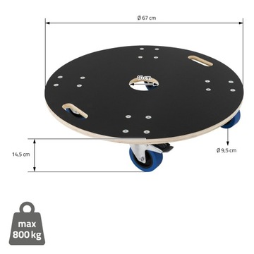 Круглая транспортная тележка со стояночным тормозом Ø