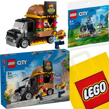 LEGO CITY 60404 CIĘŻARÓWKA Z BURGERAMI + LEGO 30638 + GRATIS TORBA PREZENT