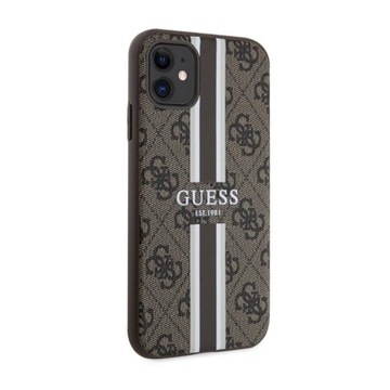 Чехол Guess 4G с принтом в полоску MagSafe для iPhone 11, задняя крышка