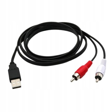 Przewód męski USB A do 2x RCA Phono męski kabel