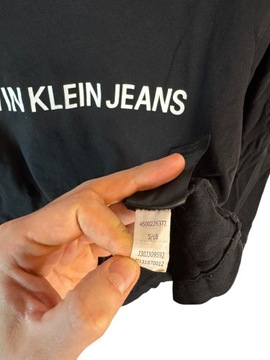 Koszulka z dł rękawem Calvin Klein Jeans czarna duże logo L