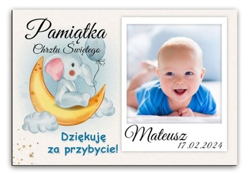 FOTO MAGNES Podziękowanie dla gości ze zdjęciem Chrzest Roczek 10x7cm O12