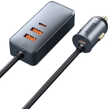 Ładowarka samochodowa z hubem 2xUSB +2xUSB-C 120W
