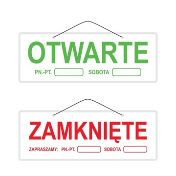 Tabliczka laminowana OTWARTE / ZAMKNIĘTE