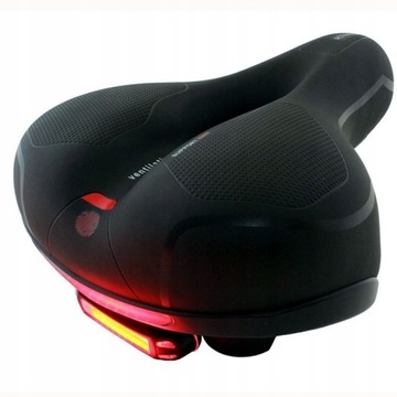 Siodło rowerowe CTB GEL amortyzowane WENTYLOWANE + LAMPKA 10 LED ładow. USB