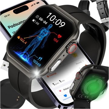 SMARTWATCH ZEGAREK POMIAR CUKRU GLUKOZA 2 PASKI EKG TĘTNO TEMPERATURA HRV