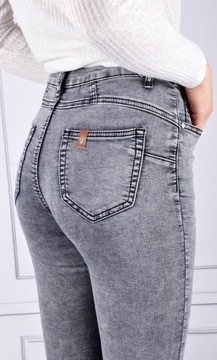 Spodnie Jeansy Wysoki Stan Jeansowe Push-Up Skinny