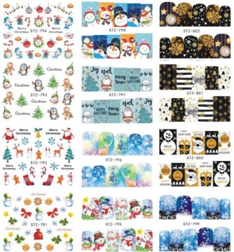 Водные наклейки для ногтей Рождественские снежинки H41