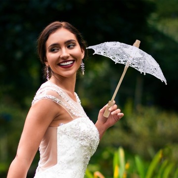 БЕЛЫЙ КРУЖЕВНОЙ ЗОНТ СОЛНЕЧНЫЙ, ХЛОПОК