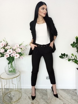 GARNITUR DAMSKI KOMPLET MARYNARKA SPODNIE KOLOR CZARNY