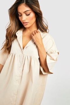 ПЛАТЬЕ-РУБАШКА BOOHOO БЕЖЕВАЯ С ОРФАМИ IGI NG2__XL