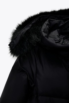 kurtka puchowa puchowy płaszcz z kapturem Zara XS