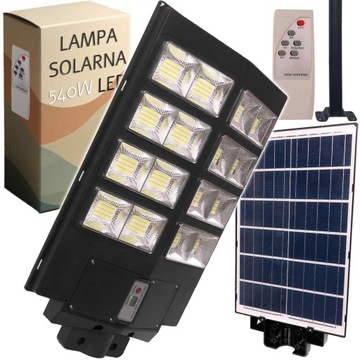 LAMPA SOLARNA 540W LED ULICZNA CZUJNIK ZMIERZCHU I RUCHU +PILOT+MOCOWANIE