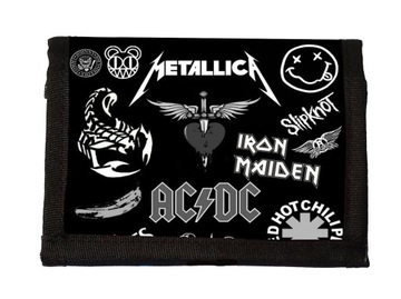 Portfel na rzep Materiałowy Rockowe Rock zespoły metallica Inne