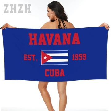 Подробнее Дизайнерское банное полотенце с эмблемой флага Кубы Быстросохнущее