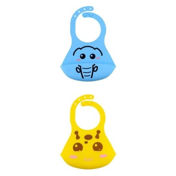 2Pcs Waterproof Silicone Infant Baby Bibs W/Food