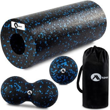 НАБОР РОЛИКОВ ИЗ ГЛАДКОЙ ПЕНЫ EPP РОЛИК + ШАР + ДВОЙНОЙ МАССАЖНЫЙ МАССАЖЕР