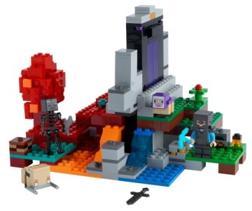 LEGO MINECRAFT КИРПИЧИ РАЗРУШЕННЫЙ ПОРТАЛ 316 ЭЛЕМЕНТОВ. + ПОДАРОЧНАЯ КАРТА