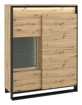 Loftowa witryna z półkami i szufladą QUANT QA-06 LENART do salonu, artisan