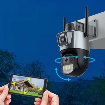 PODWÓJNA KAMERA IP 2W1 ZEWNĘTRZNA OBROTOWA WIFI 2x 3MPx FULL HD+ MONITORING