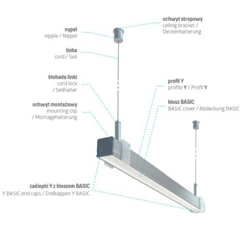 Профиль для LED Y высокий глубокий для кухни, лестниц