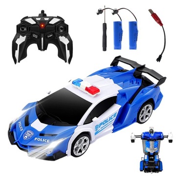 ROBOT POLICJA SAMOCHÓD RADIOWÓZ 2W1 AUTOBOT ZDALNIE STEROWANY PILOT PREZENT