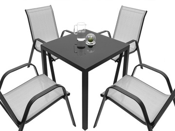 САДОВЫЙ КОМПЛЕКТ СТЕКЛЯННЫЙ СТОЛИК 4K САДОВАЯ МЕБЕЛЬ