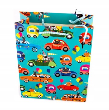 TORBA PREZENTOWA MAŁA AUTA 18x23CM RÓŻNE KOLORY
