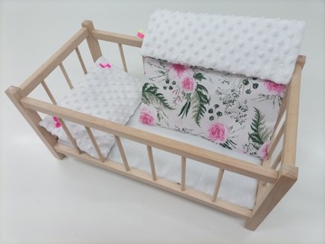 ДЕРЕВЯННАЯ КУКОЛЬНАЯ КРОВАТЬ + МИНКИ