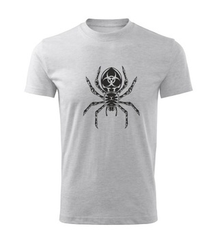 Koszulka T-shirt męska D380 BIOHAZARD PAJĄK TARANTULA jasnoszara rozm XS