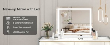 Мерцающее светодиодное зеркало для макияжа 58x45 см в голливудском стиле ELECWISH