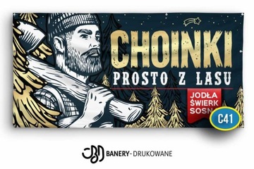 Baner Reklamowy Choinki 2x1m - Projekt Gratis Reklama choinek sprzedaż C41