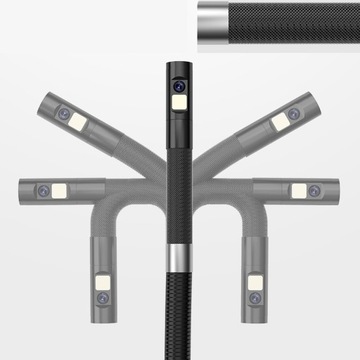 Инспекционная камера Эндоскоп Подвижная головка камеры 360° 2xFHD ЖК-дисплей 5 дюймов 9 светодиодов