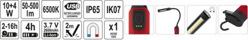 YATO Lampa latarka warsztatowa LED LI-ON 2600mAh